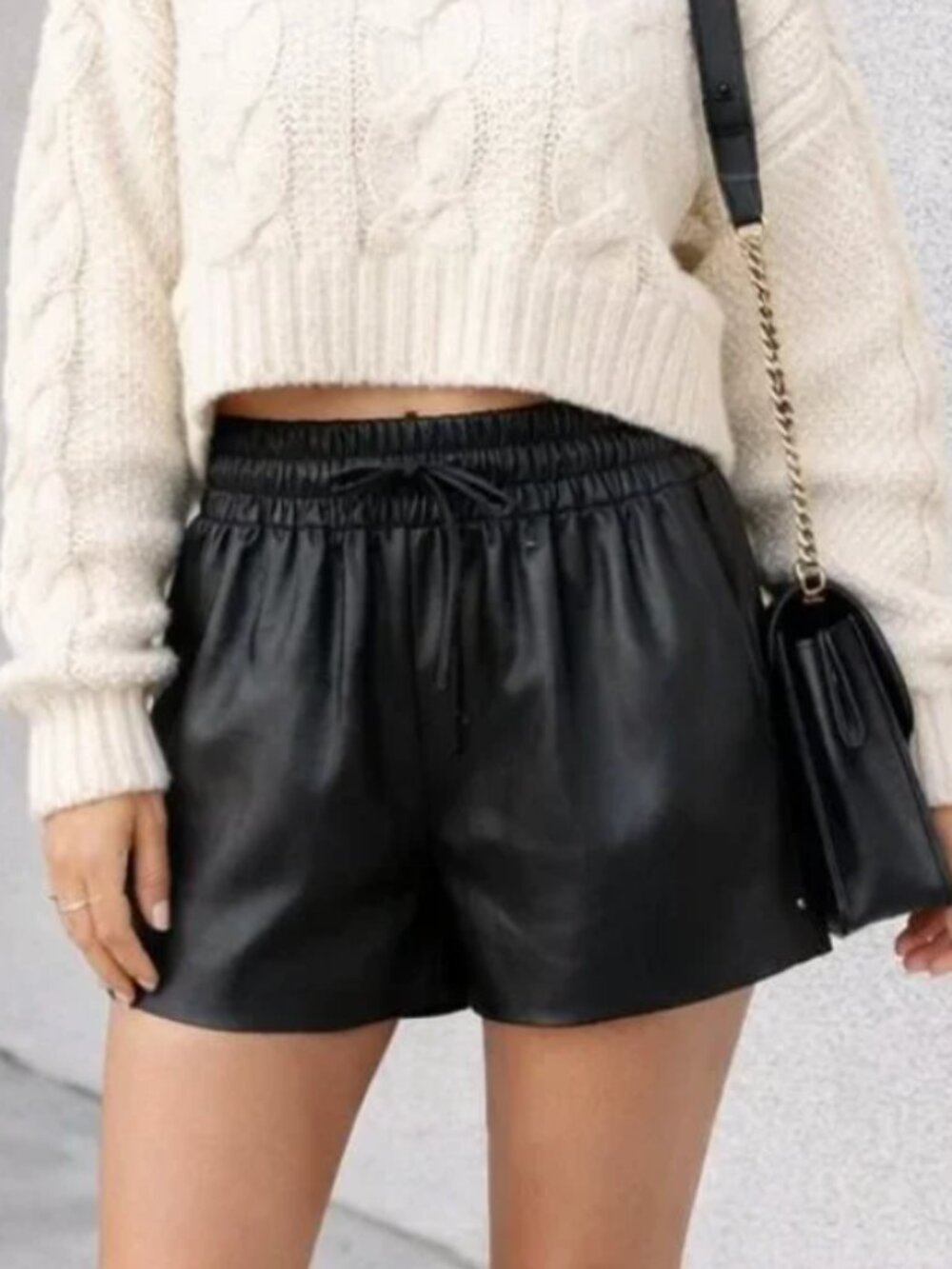 Zara Faux Leather Paper-bag Drawstring Shorts Size XS